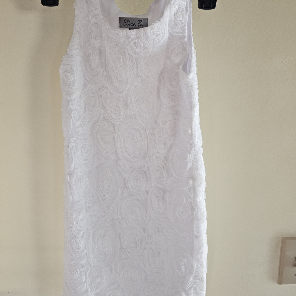Eliza B. White Rosette Tank Dress for Girls
